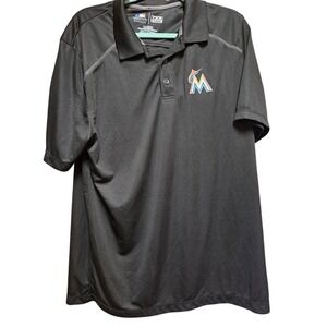MLB Miami Marlins Black Performance‎ Polo Shirt Training Activewear